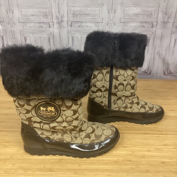 Coach Joyous Brown Signature Print Snow Boots 9.5 - Picture 5 of 9